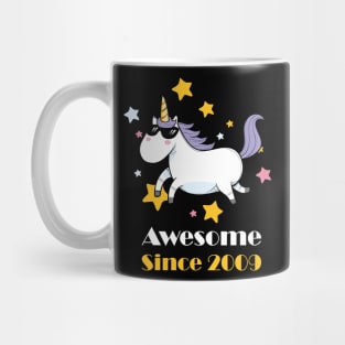 Awesome Since 2009 Cool Unicorn with Sunglasses Mug